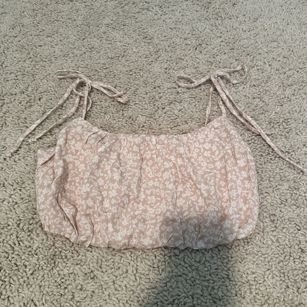 Tan Floral Crop Top